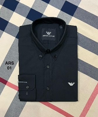 Picture of Armani Solid Shirt Down Button 01 Black