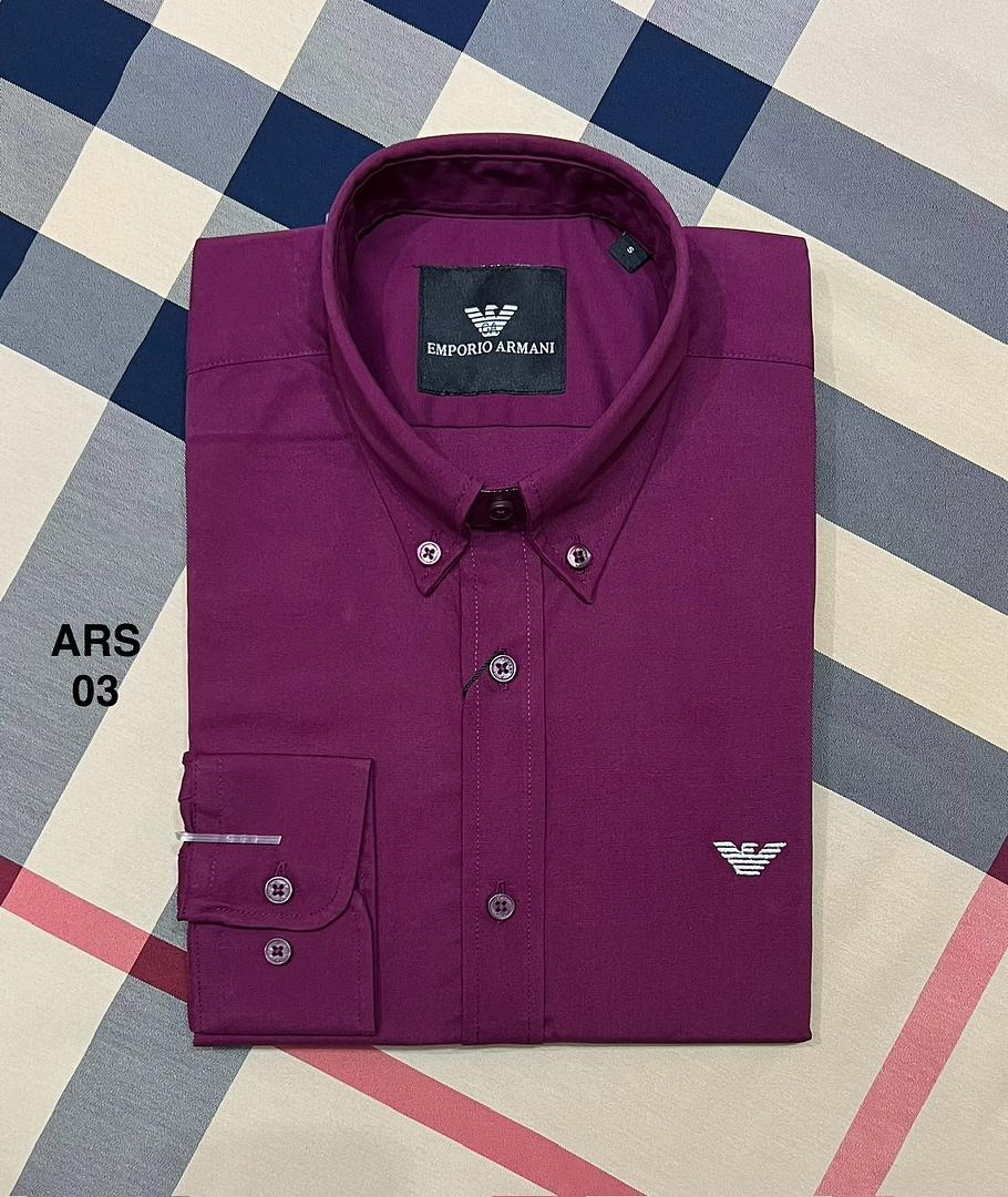 Picture of Armani Solid Shirt Down Button 03 Maroon