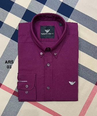 Picture of Armani Solid Shirt Down Button 03 Maroon