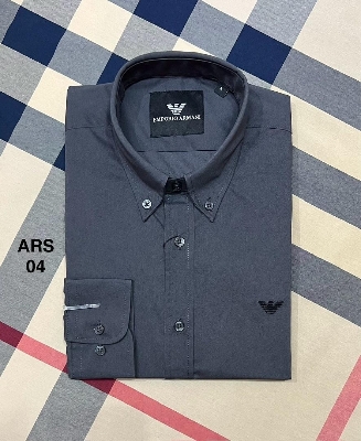 Picture of Armani Solid Shirt Down Button 04 Charcoal