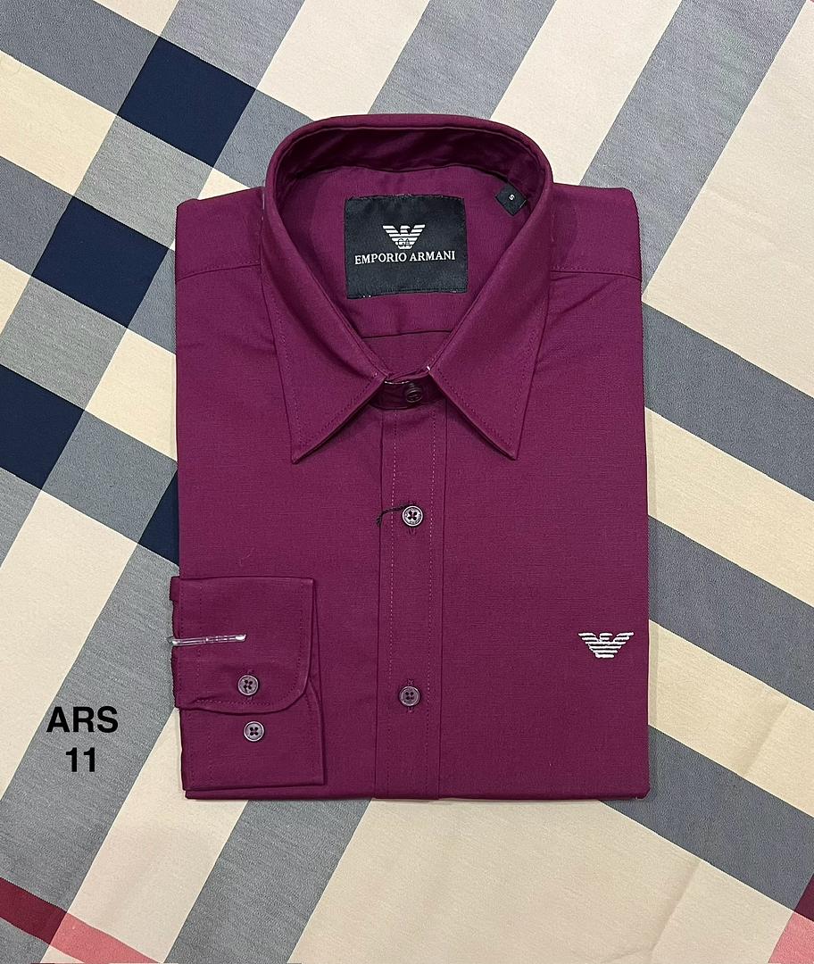 Picture of Armani Solid Shirt cane collar matching button 11 Maroon