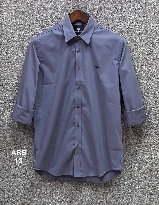 Picture of Armani Solid Shirt cane collar matching button 13 Ash