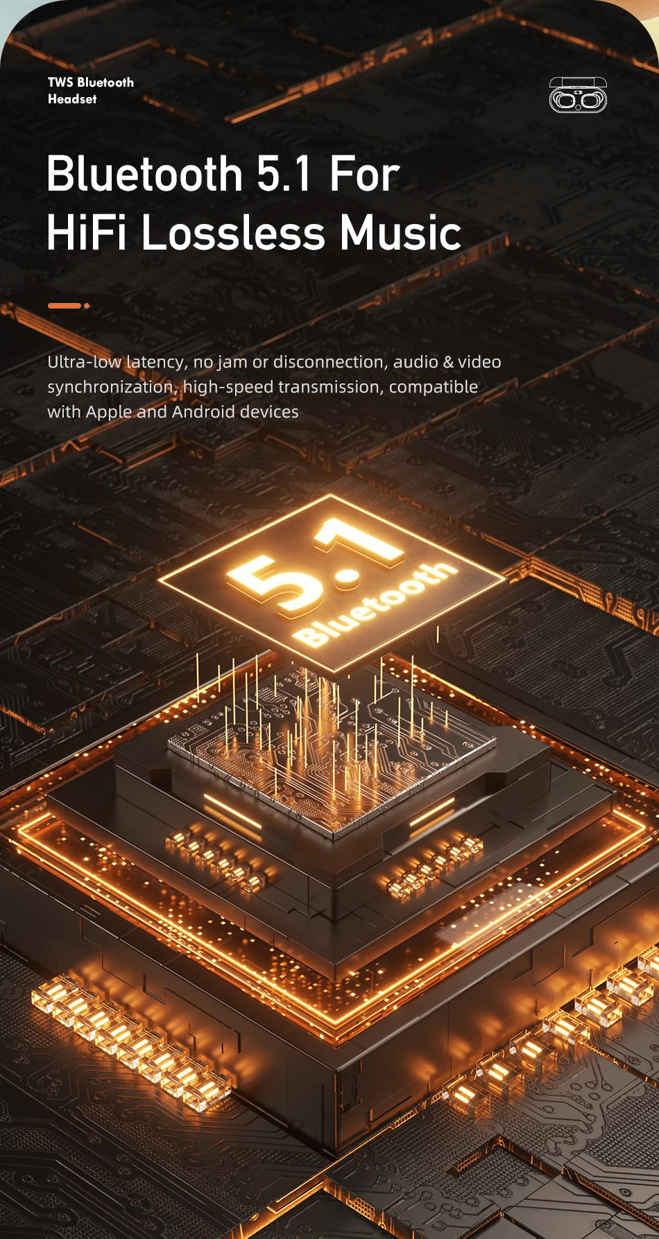 Picture of Awei T13 Pro Bluetooth Earbuds Waterproof Touch Controlling Stereo Gaming Headset