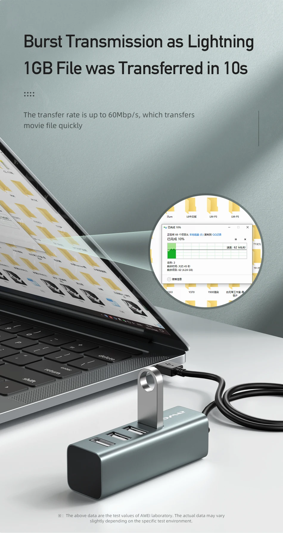 Picture of Awei CL-122T Type-C Extender USB HUB 2.0 Docking Station 4 Ports