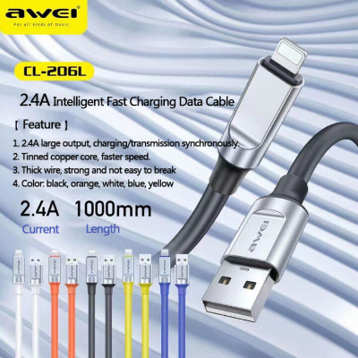 Picture of Awei CL-206L Lightning Cable Fast Charging 2.4A USB Data Sync Cord For iPhone