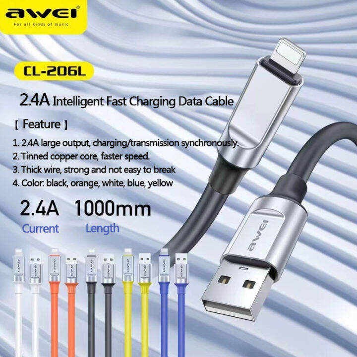 Picture of Awei CL-206L Lightning Cable Fast Charging 2.4A USB Data Sync Cord For iPhone