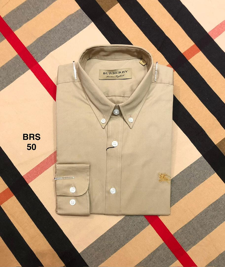 Picture of Burberry Down Button Without Contrast Shirt 50 Biscuit