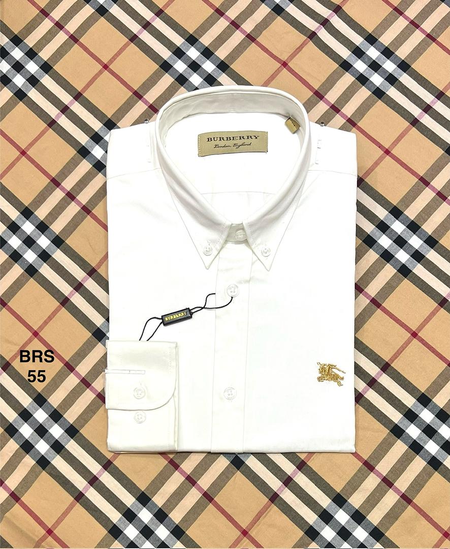 Picture of Burberry Down Button Without Contrast Shirt 55 White