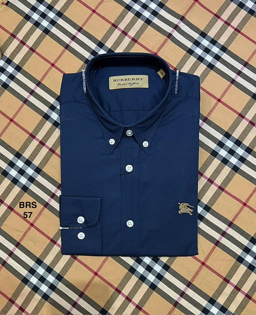 Picture of Burberry Down Button Without Contrast Shirt 57 Navy
