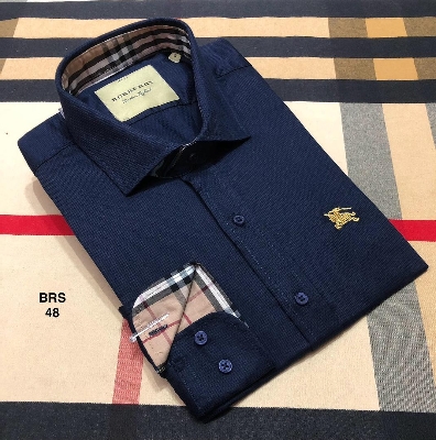 Picture of Burberry Fancy Cotton Shirt 48 Navy