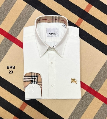 Picture of Burberry Solid Oxford Cane Collar Shirt 23 White