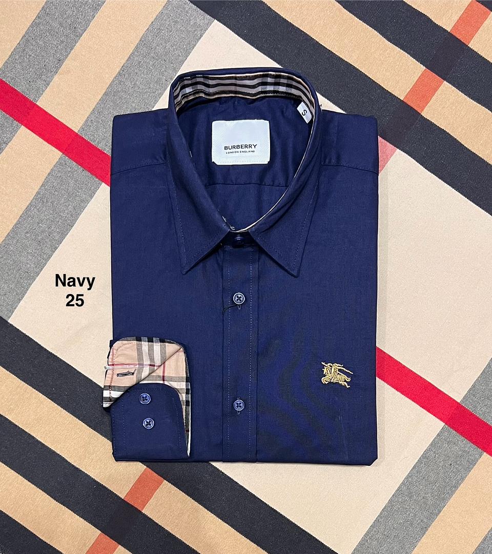 Picture of Burberry Solid Oxford Cane Collar Shirt 25 Navy