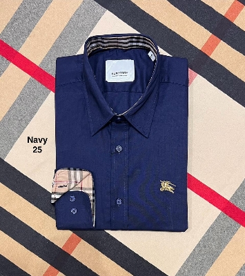 Picture of Burberry Solid Oxford Cane Collar Shirt 25 Navy