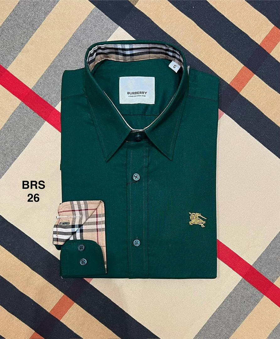 Picture of Burberry Solid Oxford Cane Collar Shirt 26 Green