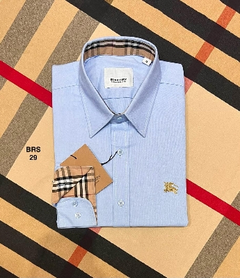 Picture of Burberry Solid Oxford Cane Collar Shirt 29 Sky