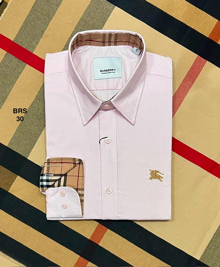 Picture of Burberry Solid Oxford Cane Collar Shirt 30 Pink