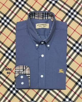 Picture of Burberry Solid Shirt 60 Light ash down button contrast