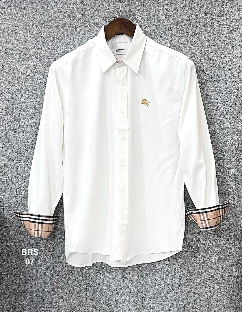 Picture of Burberry Solid Stretch Cane Collar Shirt 07 White