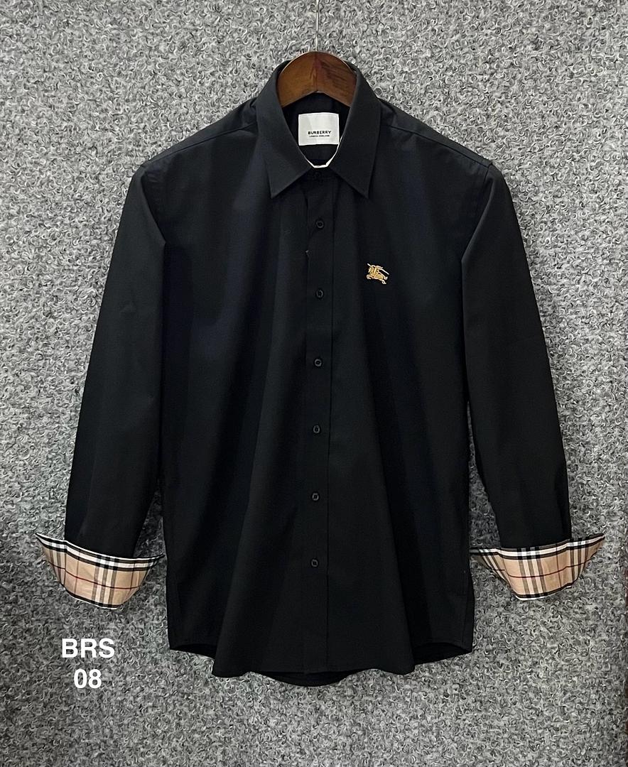 Picture of Burberry Solid Stretch Cane Collar Shirt 08 Black
