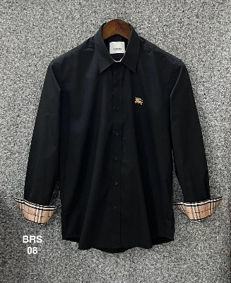 Picture of Burberry Solid Stretch Cane Collar Shirt 08 Black