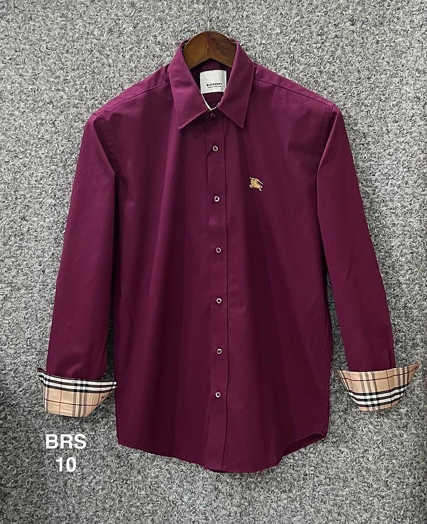 Picture of Burberry Solid Stretch Cane Collar Shirt 10 Maroon