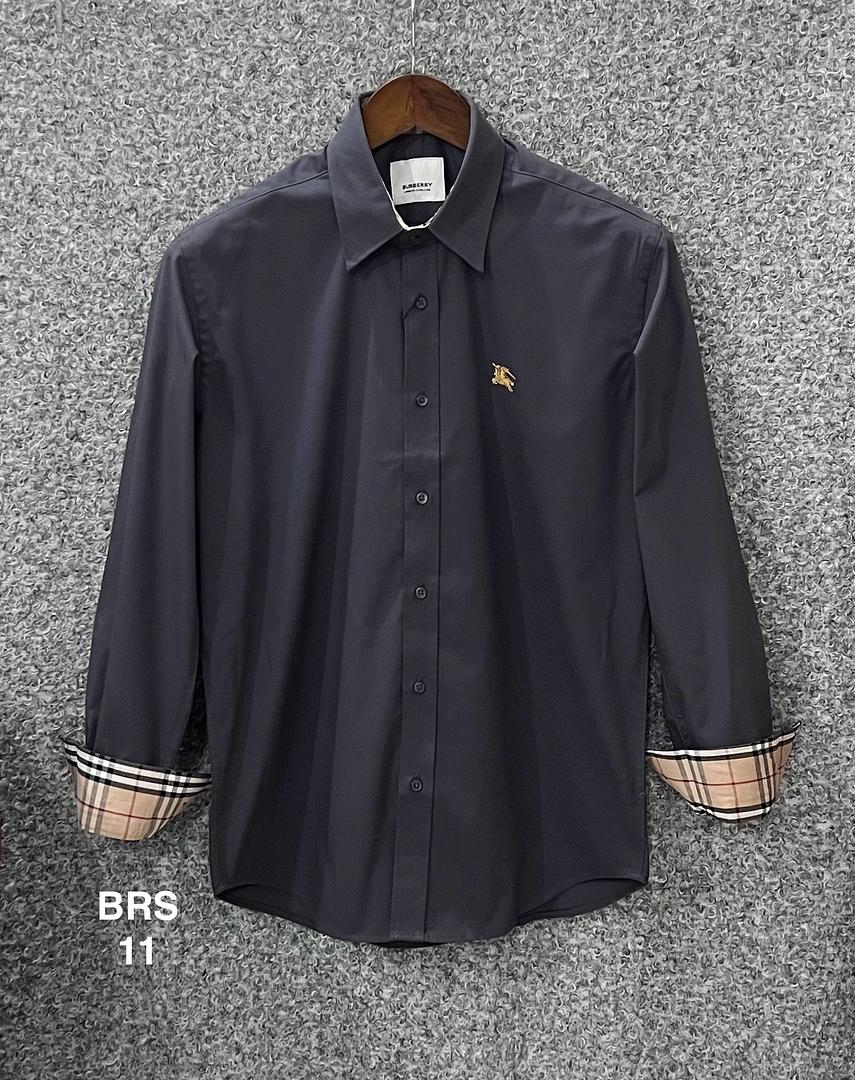 Picture of Burberry Solid Stretch Cane Collar Shirt 11 Charocoal