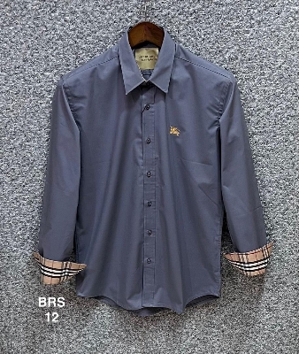 Picture of Burberry Solid Stretch Cane Collar Shirt 12 Ash
