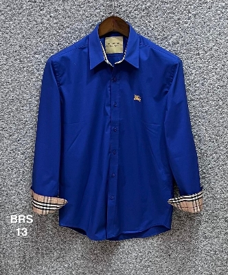 Picture of Burberry Solid Stretch Cane Collar Shirt 13 Royal