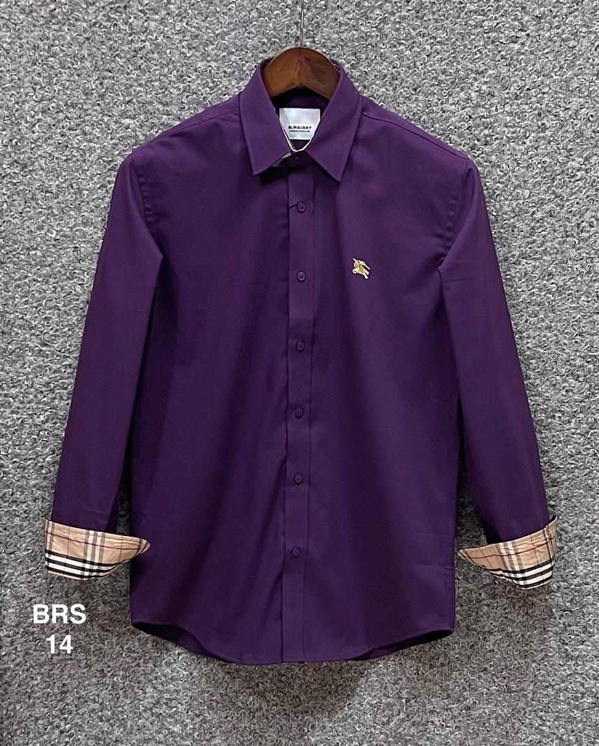 Picture of Burberry Solid Stretch Cane Collar Shirt 14 Purple