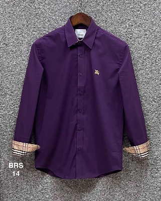 Picture of Burberry Solid Stretch Cane Collar Shirt 14 Purple