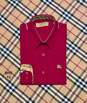 Picture of Burberry Solid Stretch Cane Collar Shirt 15 Red