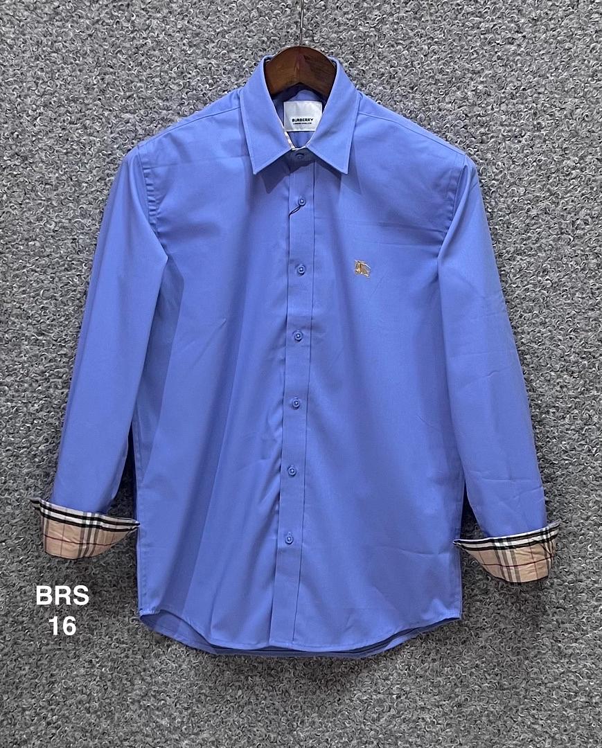 Picture of Burberry Solid Stretch Cane Collar Shirt 16 Sky