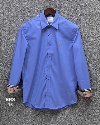 Picture of Burberry Solid Stretch Cane Collar Shirt 16 Sky
