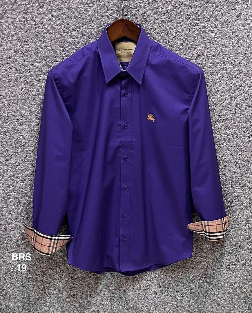 Picture of Burberry Solid Stretch Cane Collar Shirt 19 Purple 2