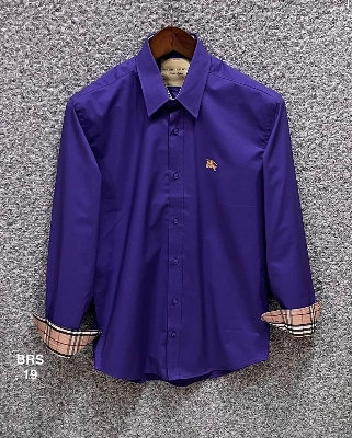 Picture of Burberry Solid Stretch Cane Collar Shirt 19 Purple 2