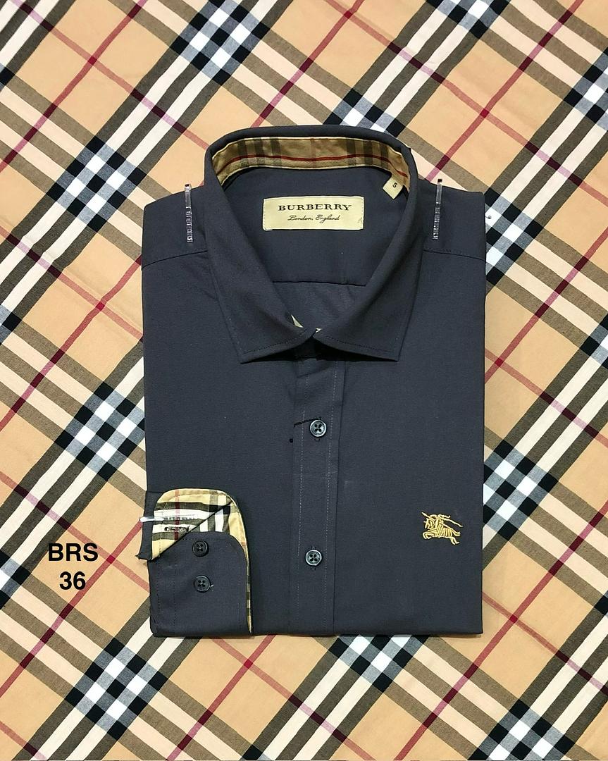 Picture of Burberry Stretch Formal Collar Shirt 36 Charcoal