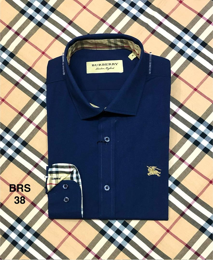 Picture of Burberry Stretch Formal Collar Shirt 38 Navy