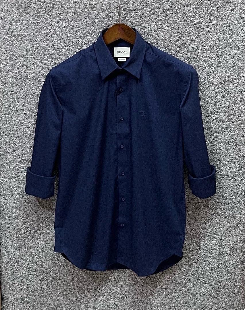 Picture of Gucci Solid Shirt Navy
