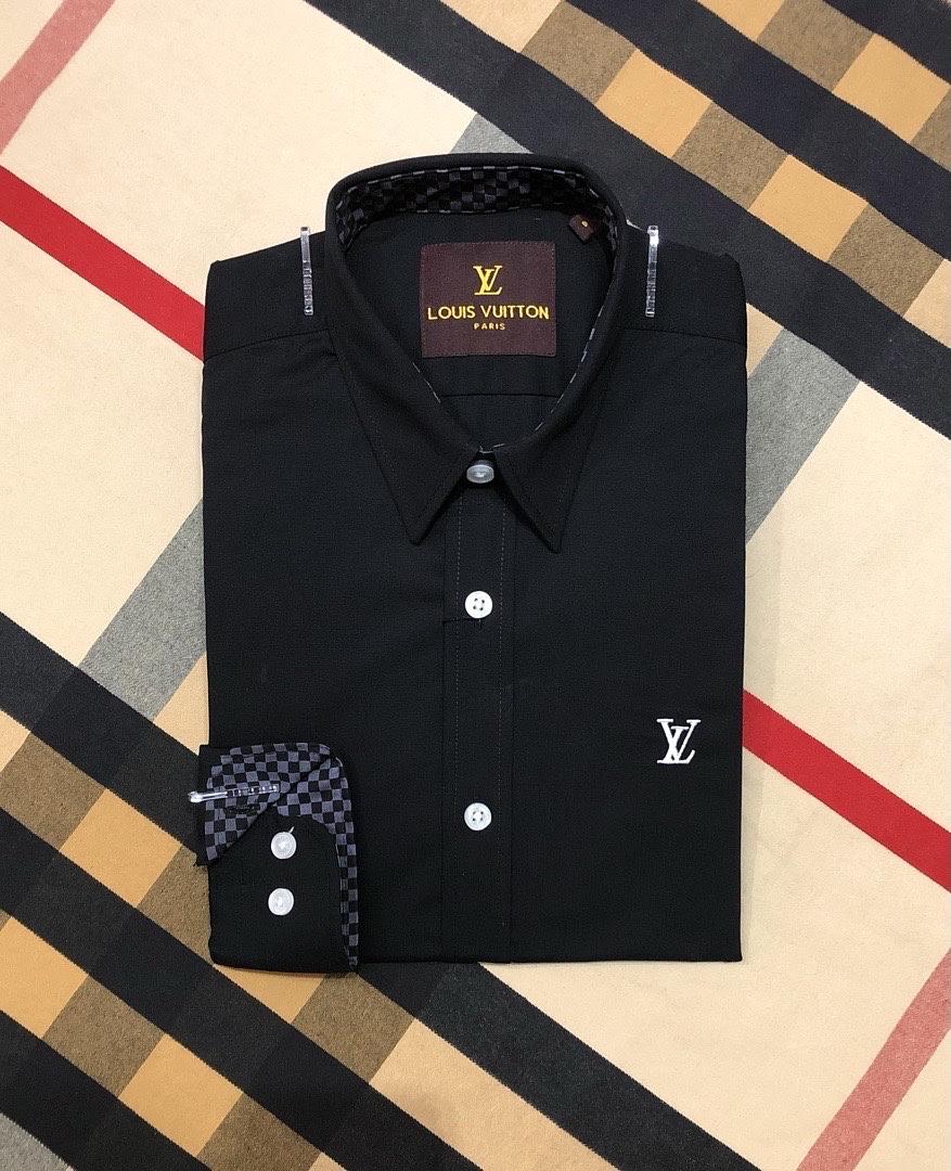 Picture of LV Solid Shirt Black ( white button)