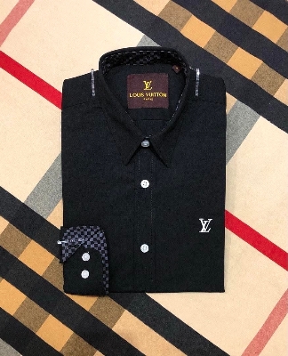 Picture of LV Solid Shirt Black ( white button)