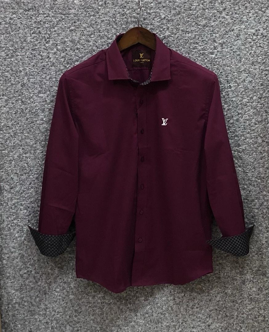 Picture of LV Solid Shirt Maroon Formal Collar