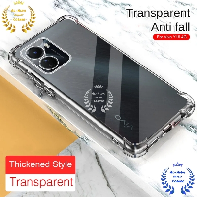 Picture of Shockproof & Transparent Crystal Clear Back Cover Case / Matte Protective Lens Flexible Back Cover for Vivo Y16 4G / Vivo Y02s 4G | Slim Silicone Cover with Soft Lining Shockproof Full Body Bumper Case