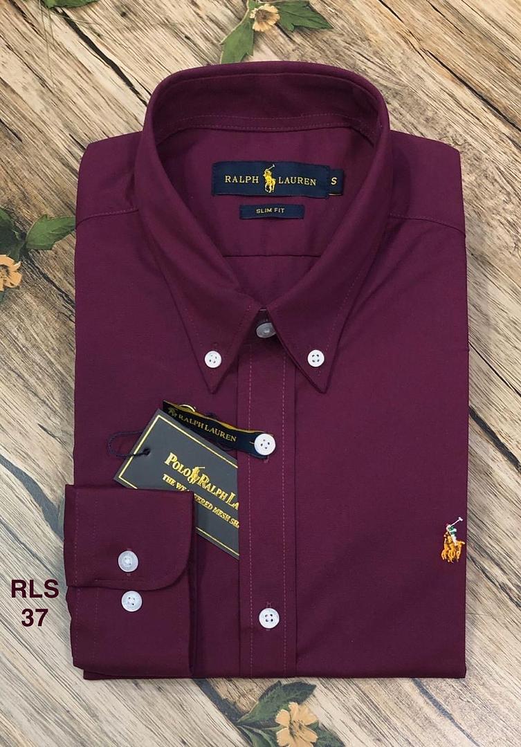 Picture of Ralph Lauren Stretch Solid Shirt 37 Maroon (white button)