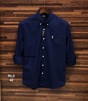 Picture of Ralph Lauren Stretch Solid Shirt 42 Navy (white button)