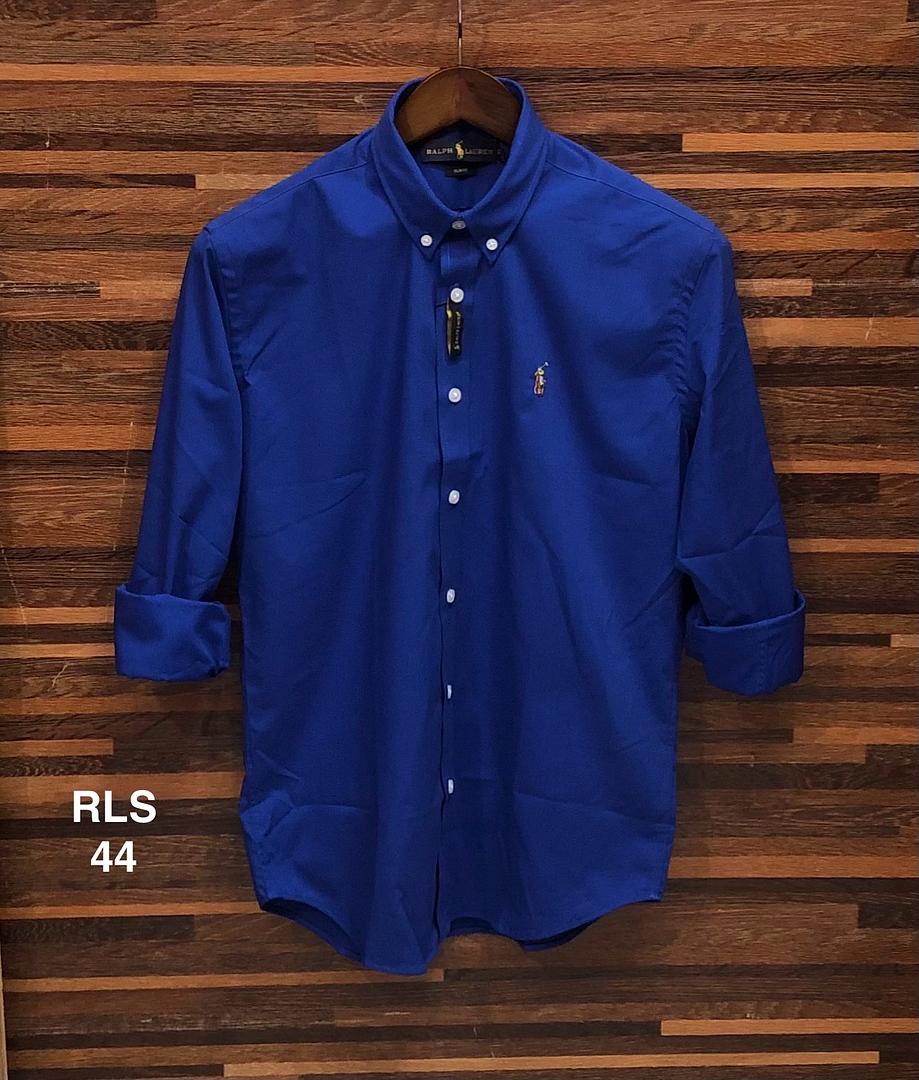 Picture of Ralph Lauren Stretch Solid Shirt 44 Royal Blue (white button)