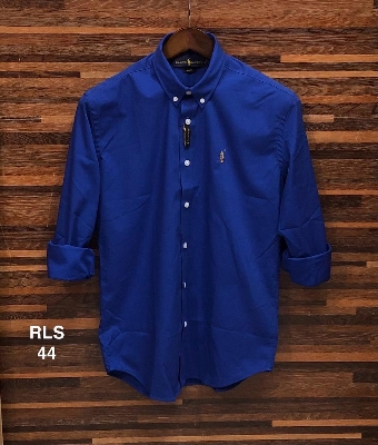 Picture of Ralph Lauren Stretch Solid Shirt 44 Royal Blue (white button)