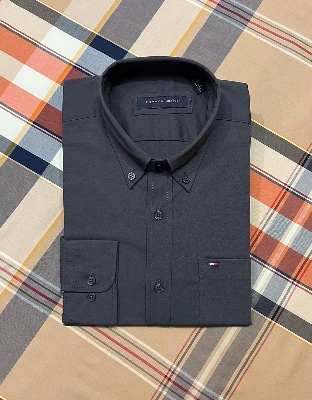 Picture of Tommy Pocket Solid Shirt Charcoal