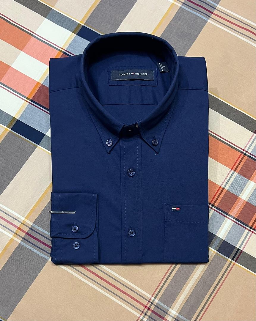 Picture of Tommy Pocket Solid Shirt Navy