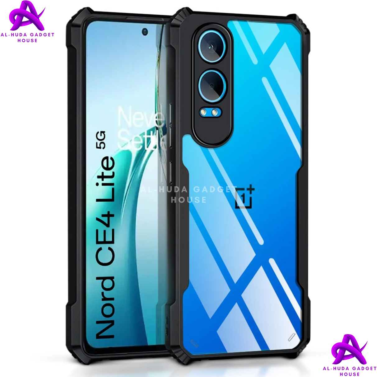 Picture of For OnePlus Nord CE4 Lite 5G / 1+ Nord CE4 Lite 5G Back Cover | Soft Silicone Case | Fully Transparent  Clear Hard PC Back Cover Case with Shockproof Premium TPU Black Border |