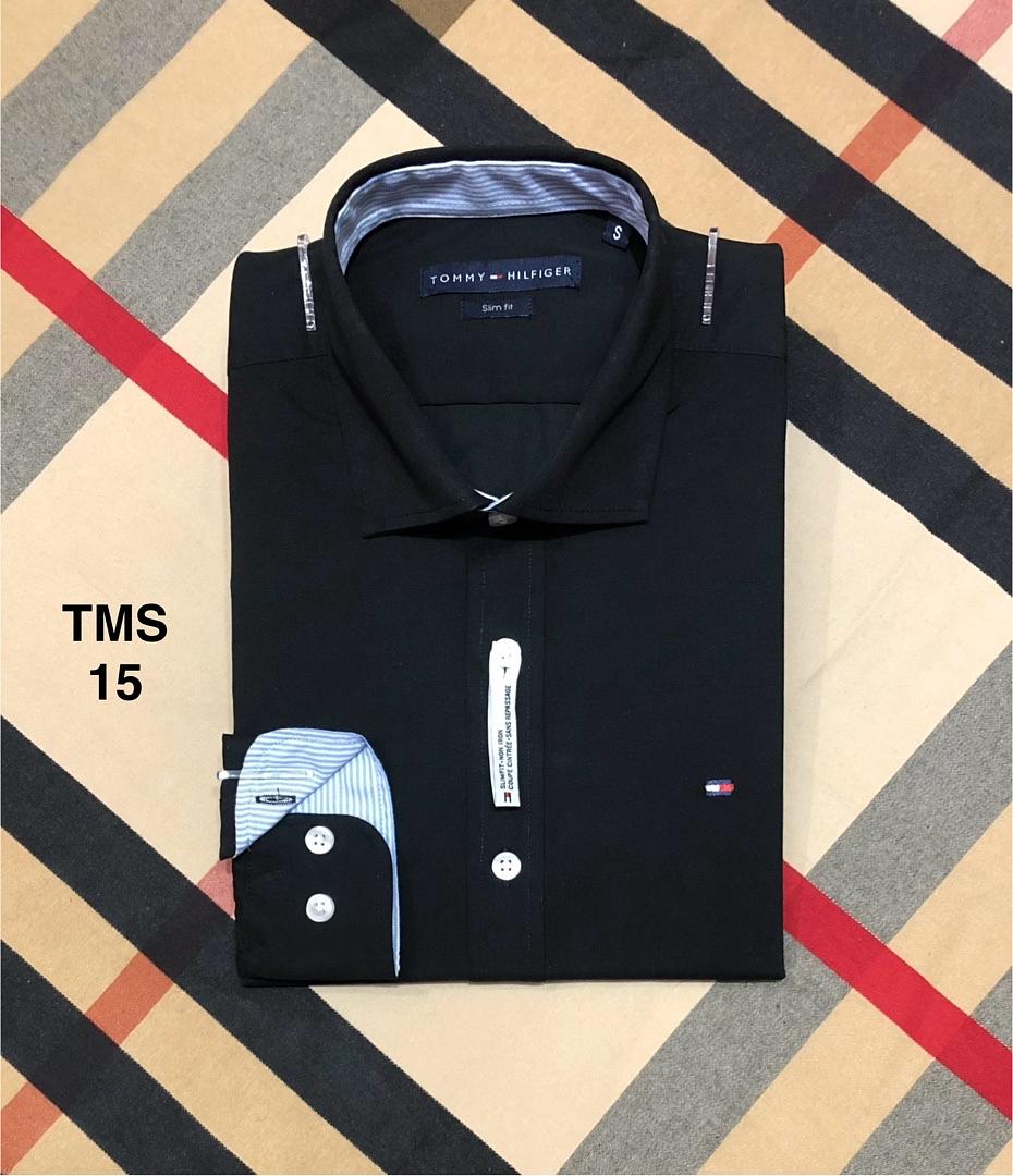 Picture of Tommy Stretch Solid Shirt Formal Collar 15 Black
